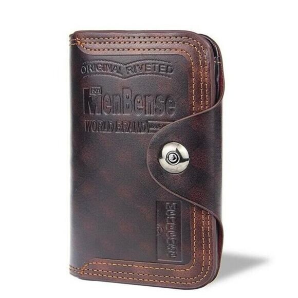 Men's Retro Leather Vertical Bifold Credit ID Card Holder Wallet Billfold Purse